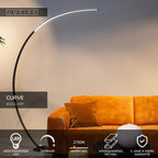 CURVE - Lampadaire arqué - LED Var. - 1x15W 2700K - Noir