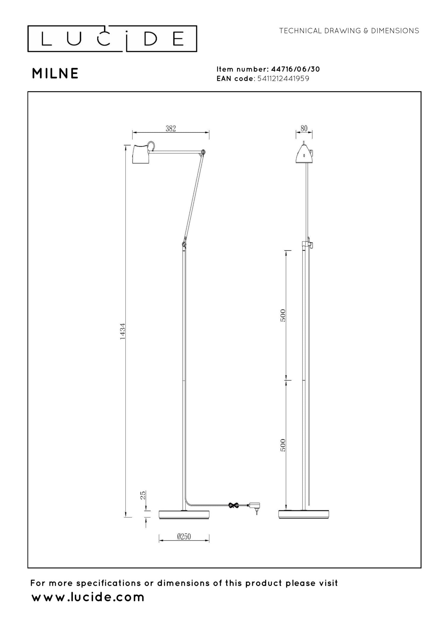 MILNE - Floor lamp - LED Dimmable - 1x8W 2700K - Black
