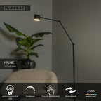 MILNE - Floor lamp - LED Dimmable - 1x8W 2700K - Black