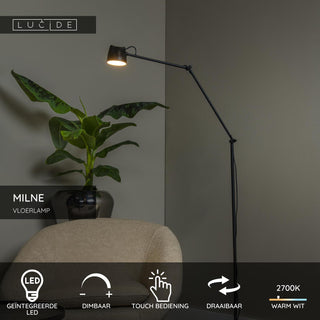 MILNE - Floor lamp - LED Dimmable - 1x8W 2700K - Black