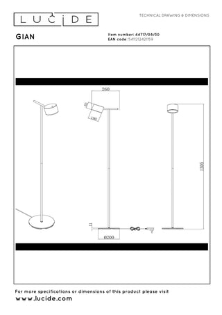 GIAN - Floor lamp - LED Dimmable - 1x9W 2700K - Black
