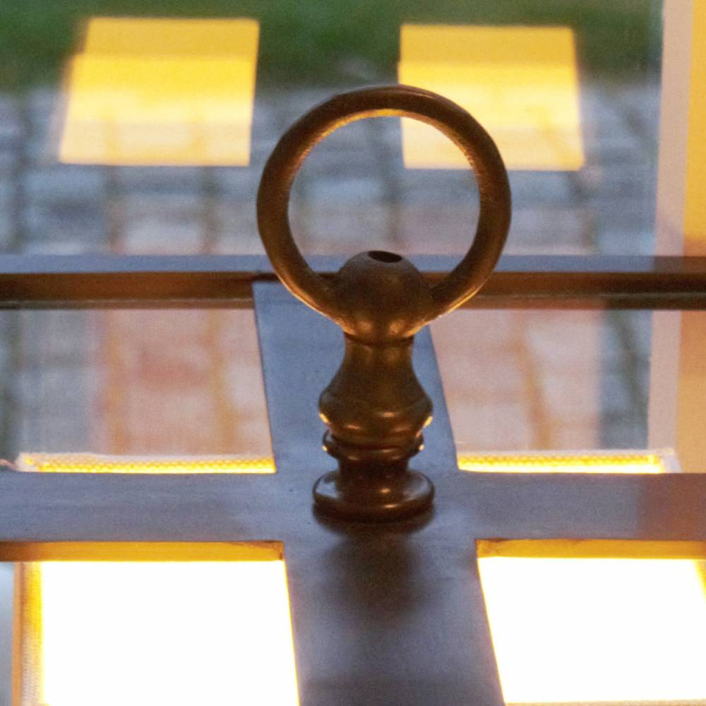 Tafellamp Sévère Lantern, geborsteld nikkel