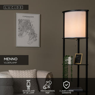 MENNO - Lampadaire - 1xE27 - Noir