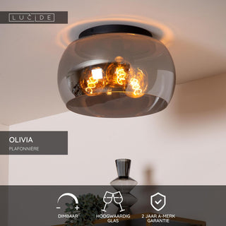 OLIVIA - Plafonnière - Ø 40 cm - 3xE27 - Fumé