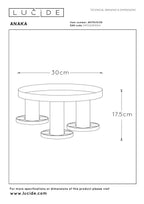 ANAKA - Ceiling light - Ø 30 cm - 3xE27 - Black