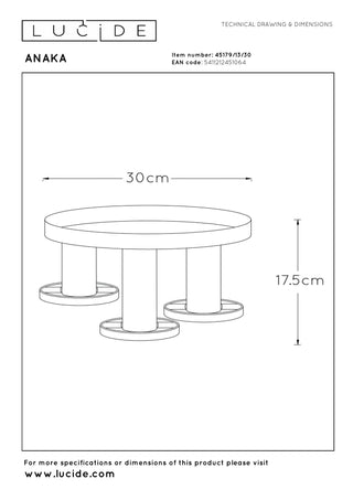 ANAKA - Ceiling light - Ø 30 cm - 3xE27 - Black