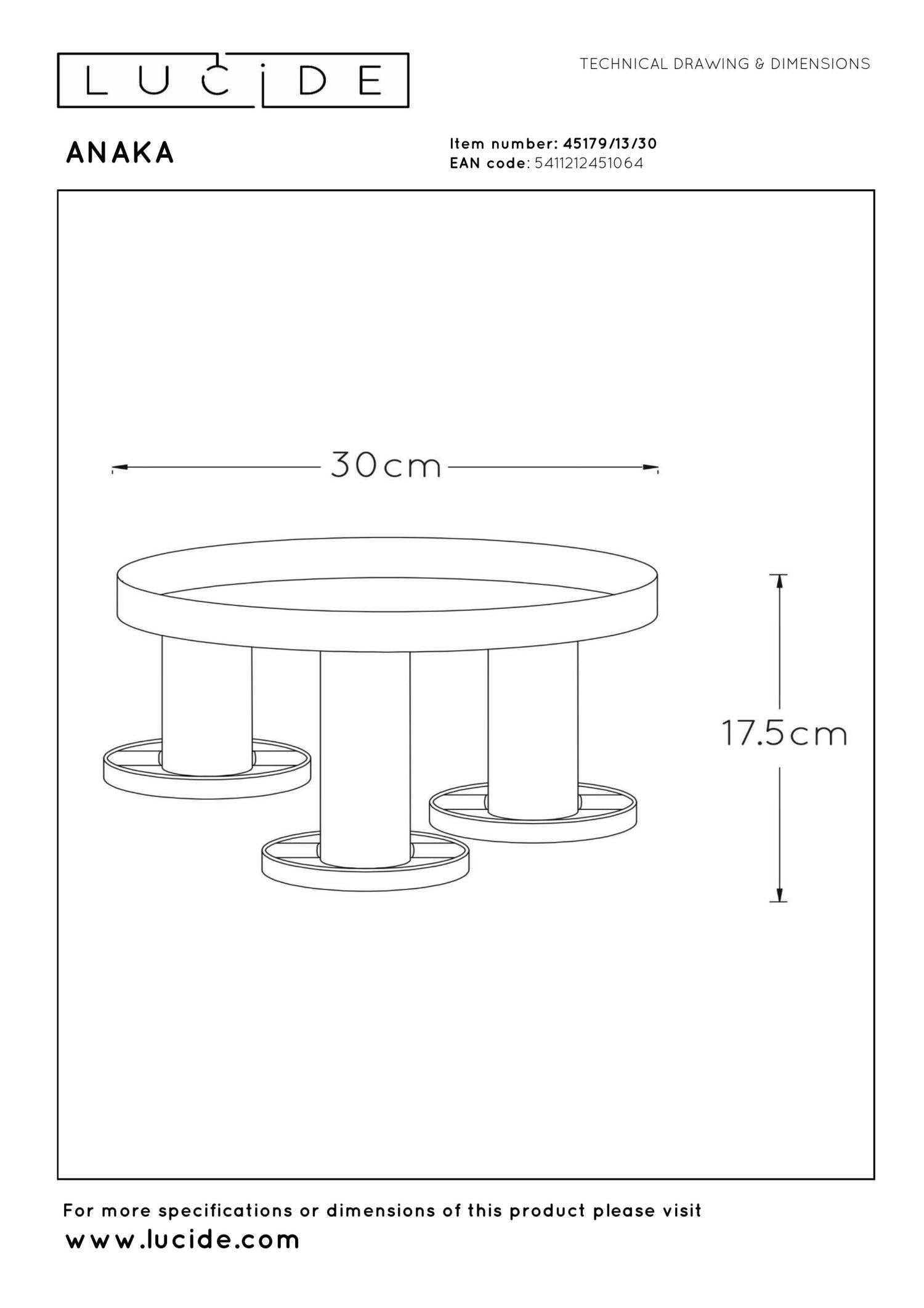 ANAKA - Ceiling light - Ø 30 cm - 3xE27 - Black