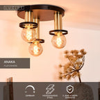 ANAKA - Ceiling light - Ø 30 cm - 3xE27 - Black