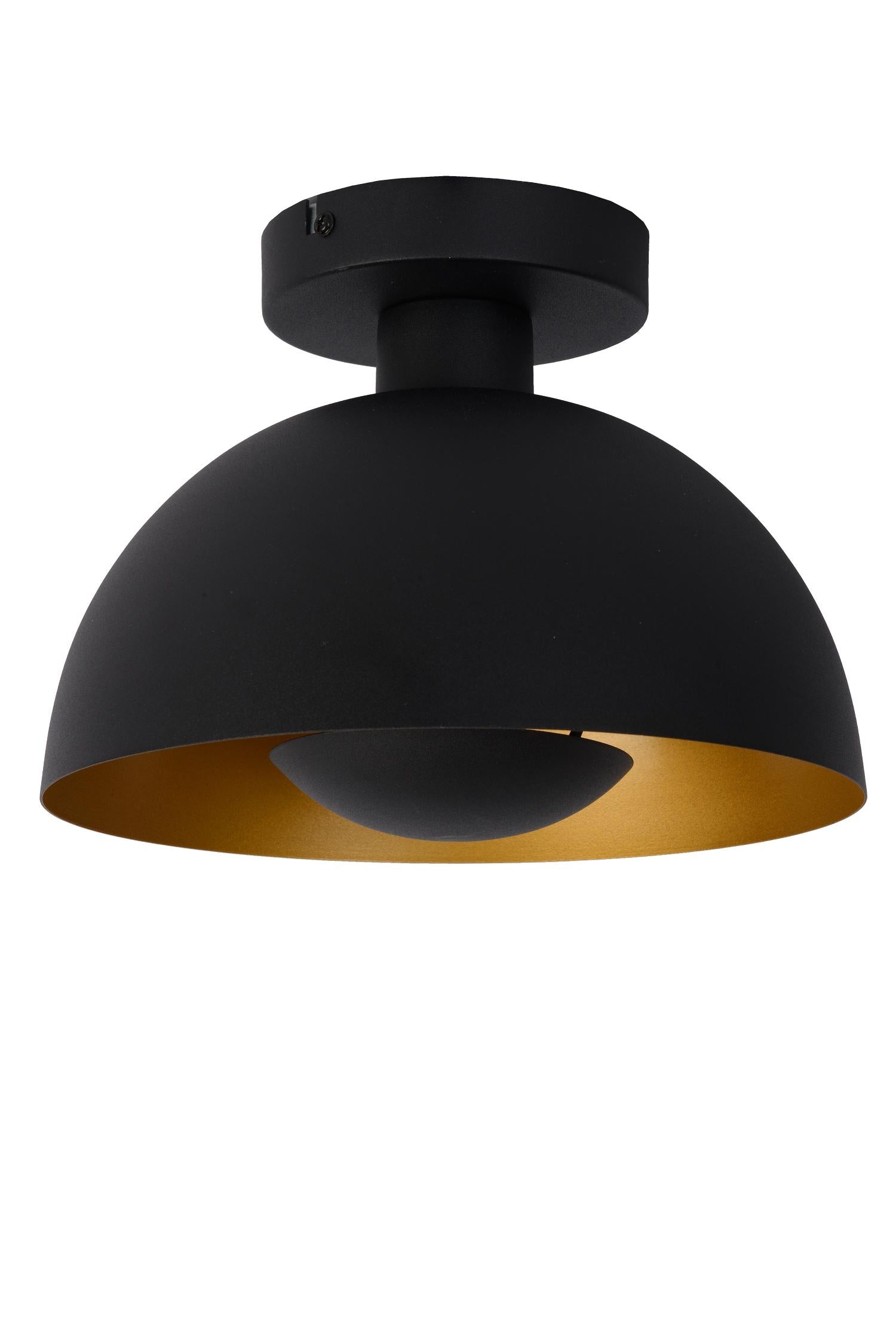 SIEMON - Plafonnière - Ø 25 cm - 1xE27 - Zwart