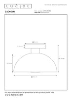 SIEMON - Plafonnière - Ø 25 cm - 1xE27 - Zwart