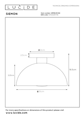 SIEMON - Plafonnière - Ø 25 cm - 1xE27 - Okergeel