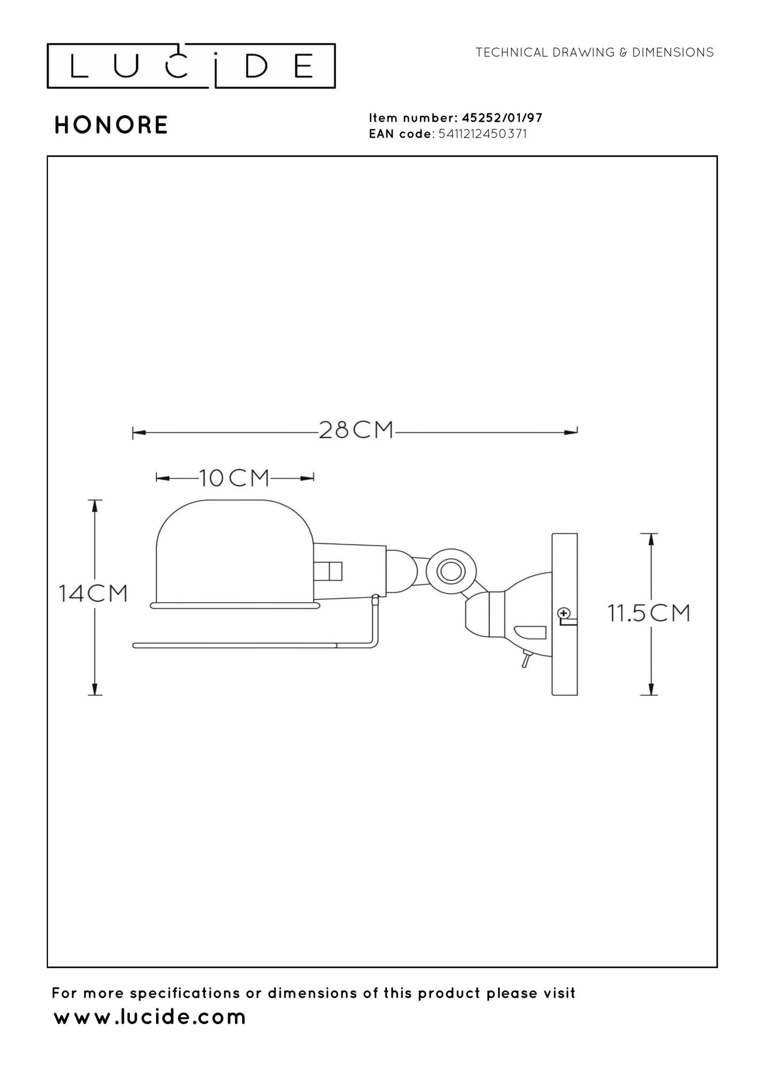 HONORE - Applique murale - 1xE14 - Brun rouille