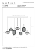 MALOTO - Pendant light - 7xE27 - Amber