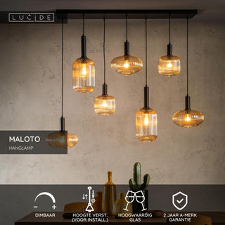 MALOTO - Pendant light - 7xE27 - Amber