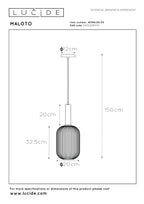 MALOTO - Hanglamp - Ø 20 cm - 1xE27 - Groen