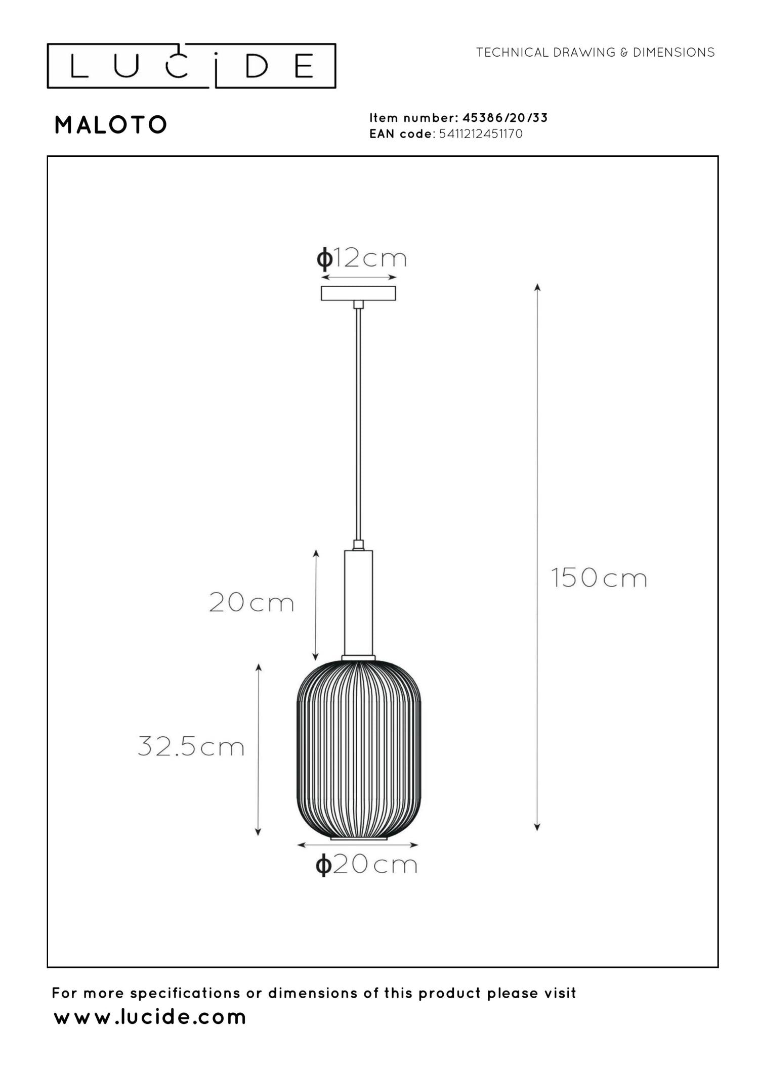 MALOTO - Hanglamp - Ø 20 cm - 1xE27 - Groen