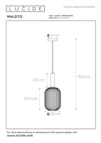 MALOTO - Hanglamp - Ø 20 cm - 1xE27 - Amber