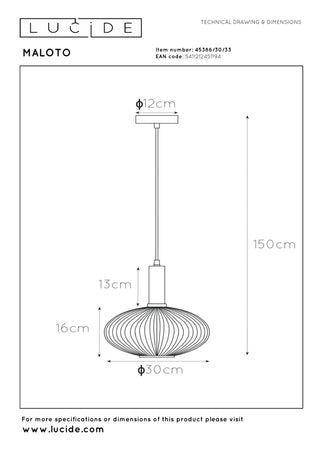 MALOTO - Hanglamp - Ø 30 cm - 1xE27 - Groen