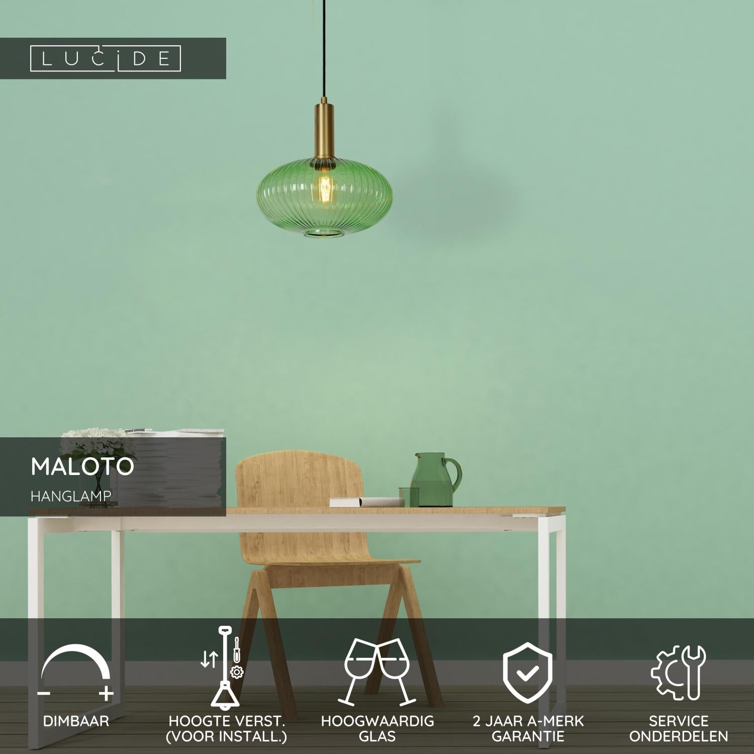 MALOTO - Hanglamp - Ø 30 cm - 1xE27 - Groen