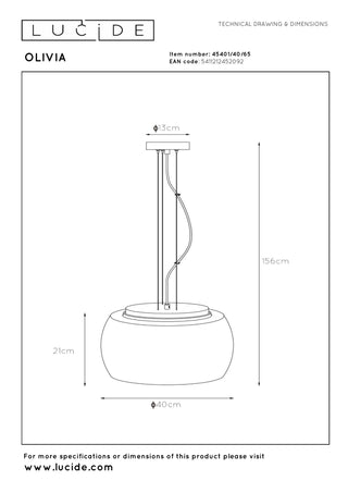 OLIVIA - Pendant light - Ø 40 cm - 3xE27 - Smoke