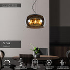 OLIVIA - Pendant light - Ø 40 cm - 3xE27 - Smoke