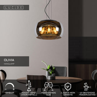 OLIVIA - Pendant light - Ø 40 cm - 3xE27 - Smoke