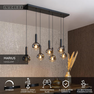 MARIUS - Suspension - 7xE27 - Noir