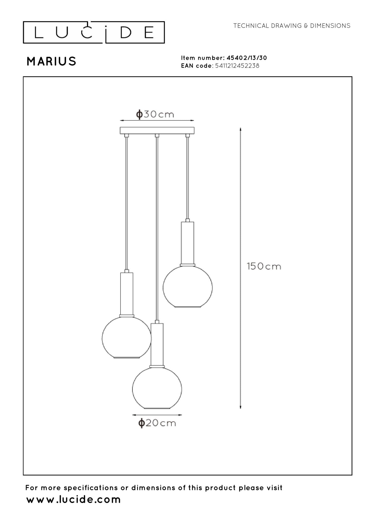 MARIUS - Pendant light - Ø 48.5 cm - 3xE27 - Black