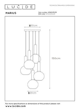 MARIUS - Suspension - Ø 55 cm - 5xE27 - Noir