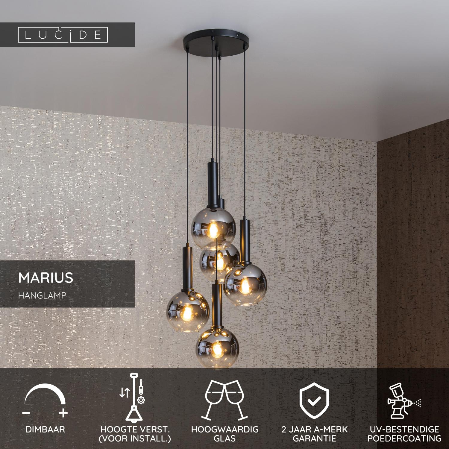 MARIUS - Suspension - Ø 55 cm - 5xE27 - Noir