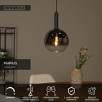 MARIUS - Pendant light - Ø 30 cm - 1xE27 - Black