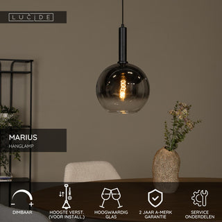 MARIUS - Pendant light - Ø 30 cm - 1xE27 - Black