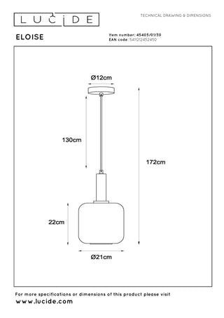 ELOISE - Hanglamp - Ø 21 cm - 1xE27 - Zwart