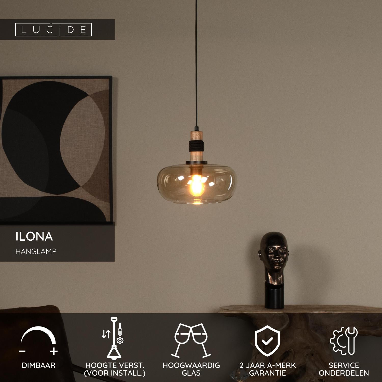 ILONA - Suspension - Ø 30 cm - 1xE27 - Ambre