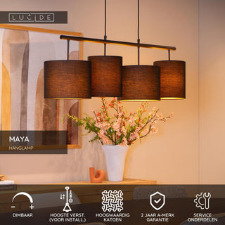 MAYA - Hanglamp - 4xE27 - Zwart