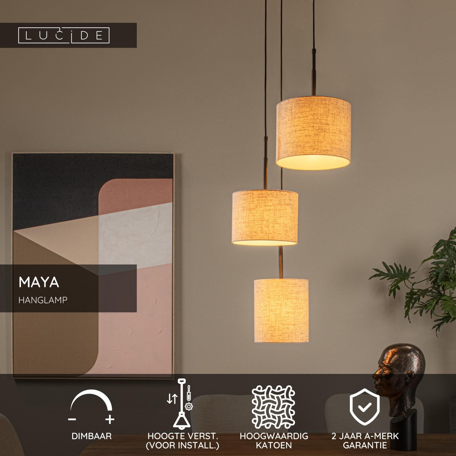 MAYA - Suspension - Ø 46 cm - 3xE27 - Beige