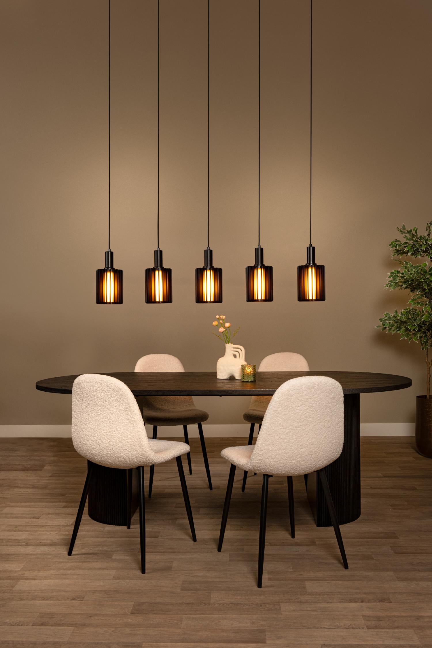 LAMBRES - Hanglamp - 5xE27 - Zwart