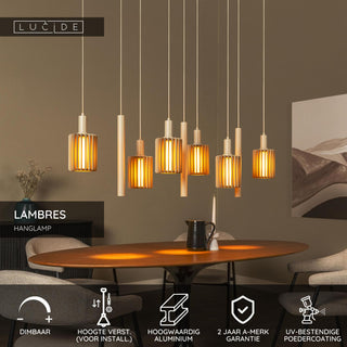 LAMBRES - Suspension - 6xE27 - Taupe