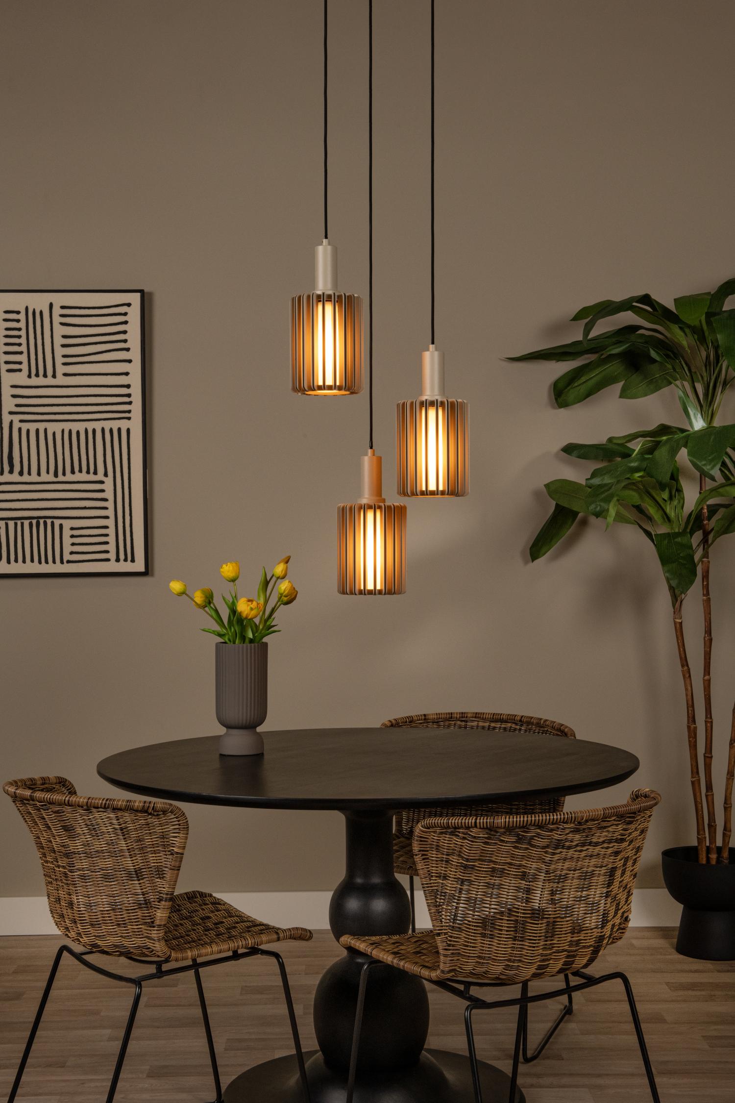LAMBRES - Suspension - 3xE27 - Taupe