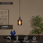 LAMBRES - Hanglamp - Ø 15 cm - 1xE27 - Zwart
