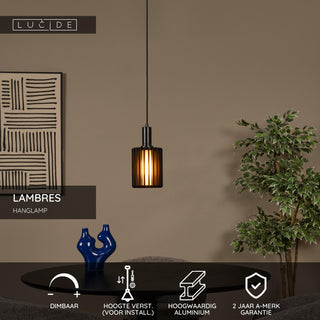 LAMBRES - Hanglamp - Ø 15 cm - 1xE27 - Zwart
