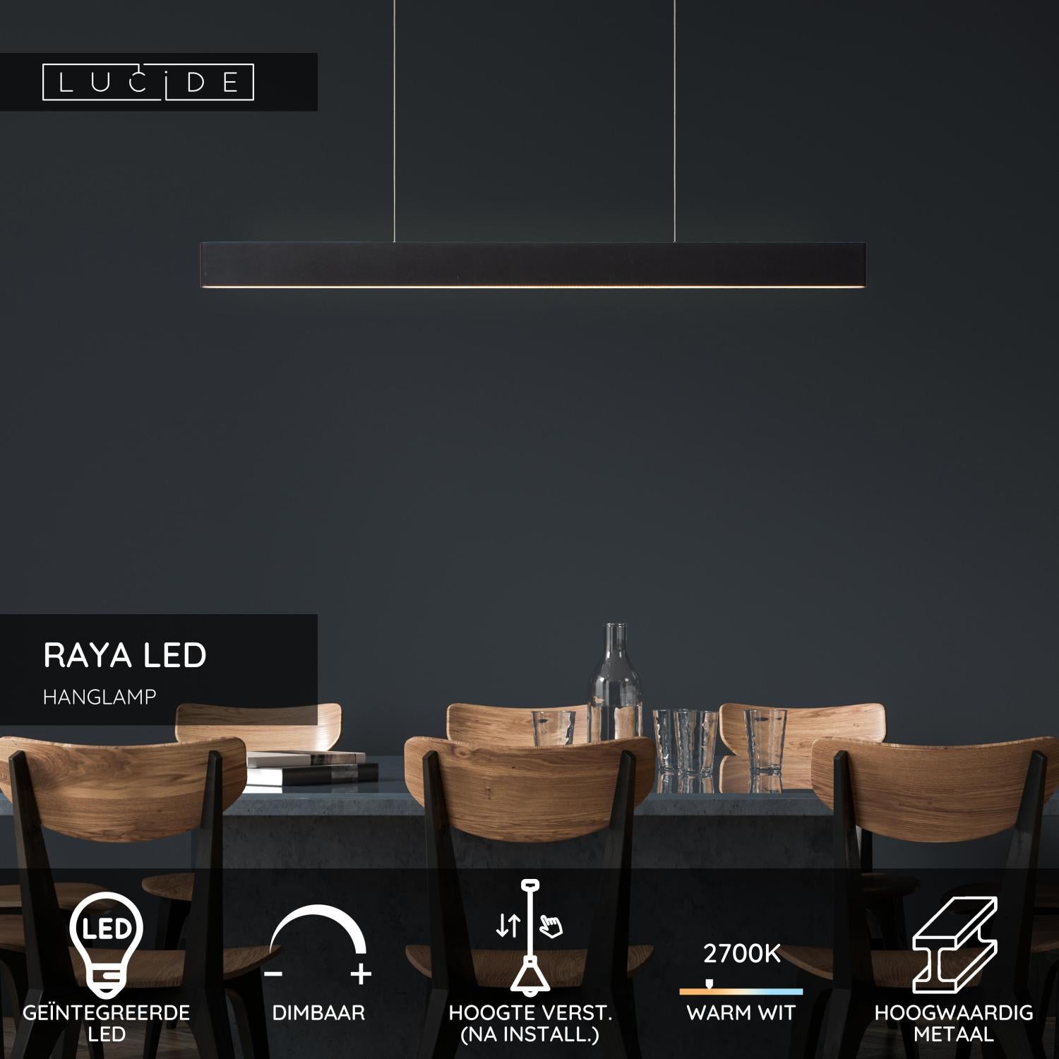 RAYA LED - Pendant light - LED Dimmable - 1x36W 2700K - Black