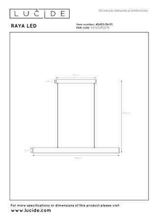 RAYA LED - Hanglamp - LED Dimb. - 1x36W 2700K - Wit