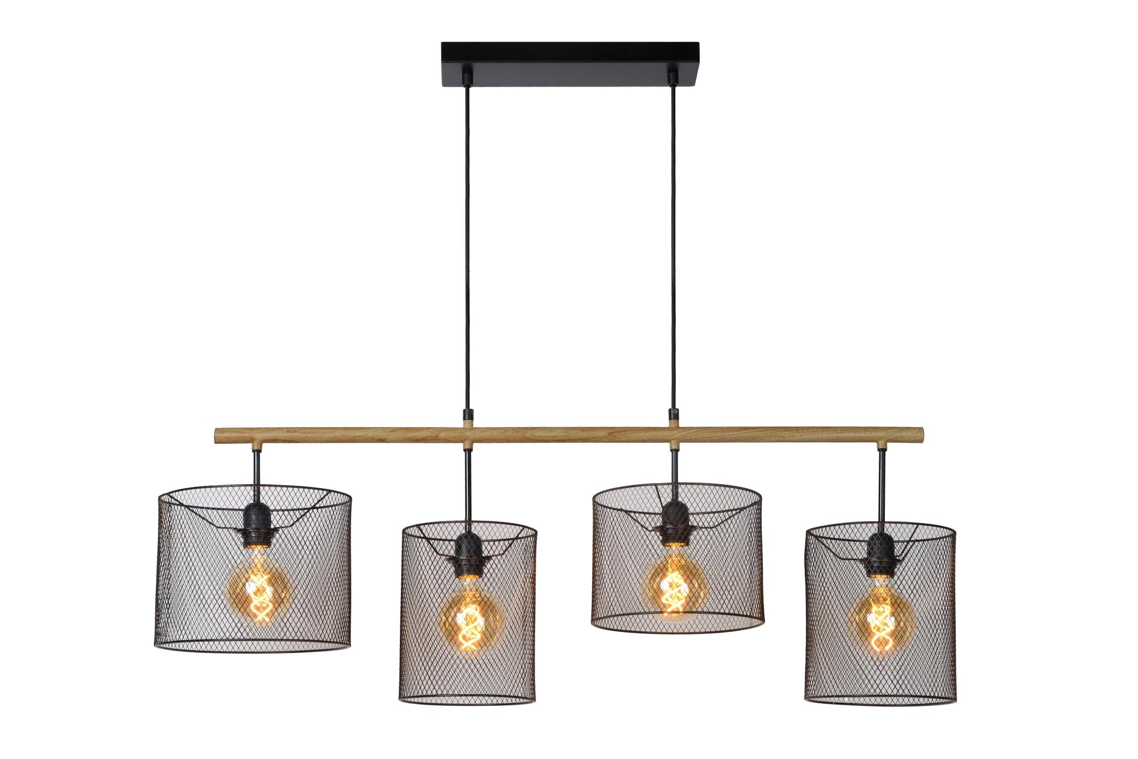 BASKETT - Hanglamp - 4xE27 - Zwart