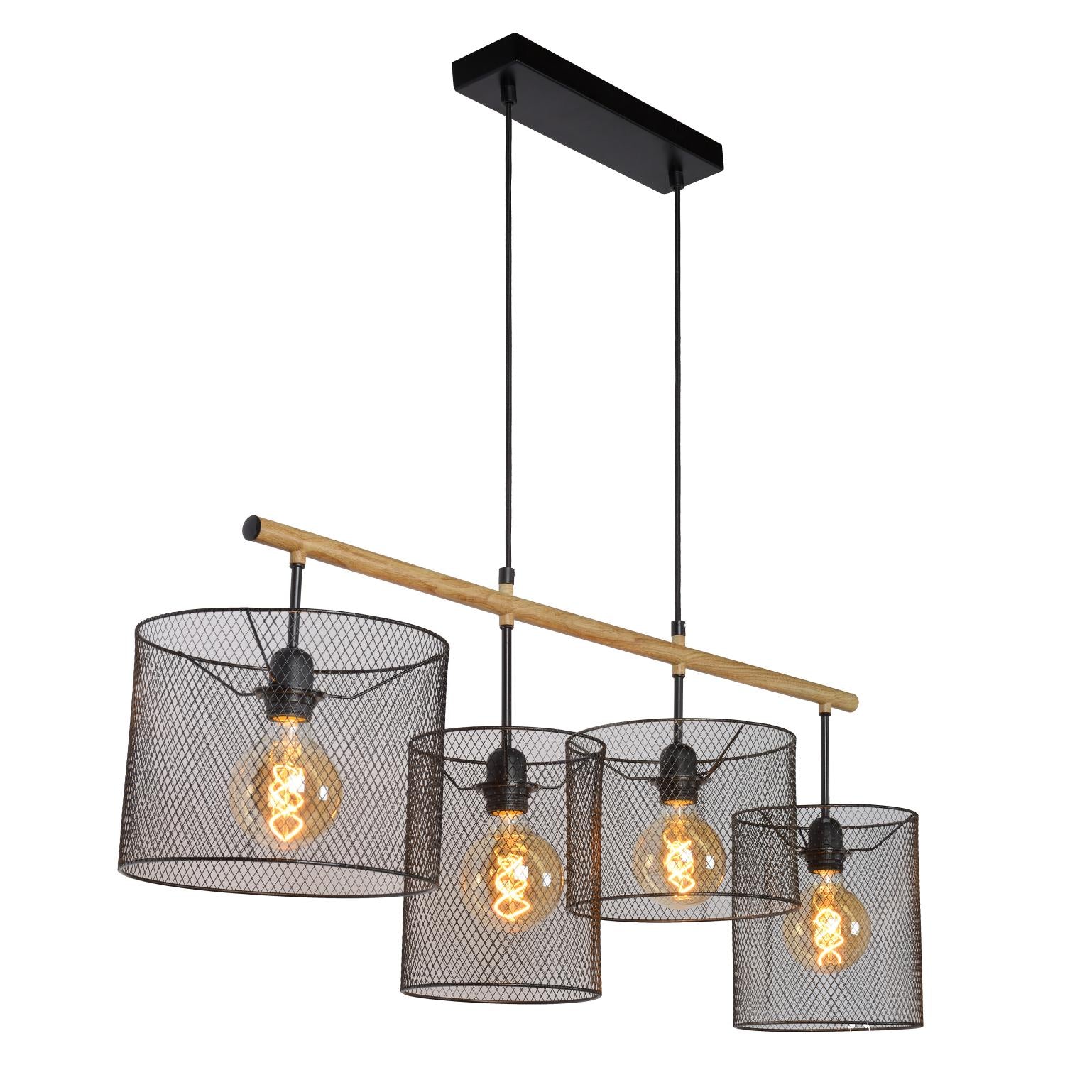 BASKETT - Hanglamp - 4xE27 - Zwart