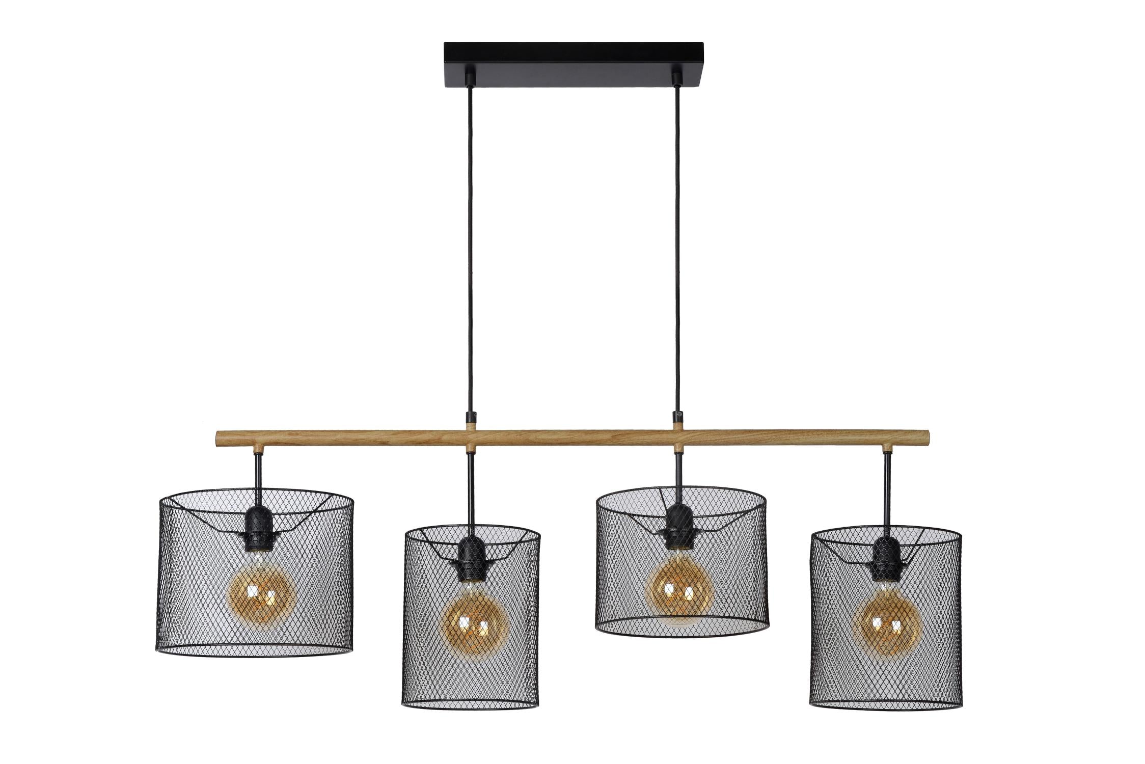 BASKETT - Hanglamp - 4xE27 - Zwart