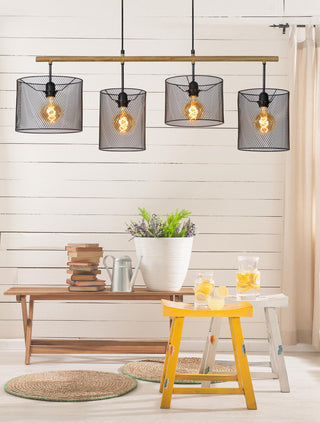BASKETT - Hanglamp - 4xE27 - Zwart