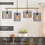BASKETT - Hanglamp - 4xE27 - Zwart