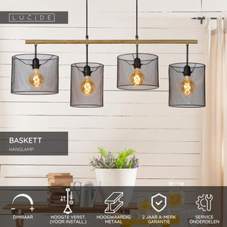 BASKETT - Hanglamp - 4xE27 - Zwart