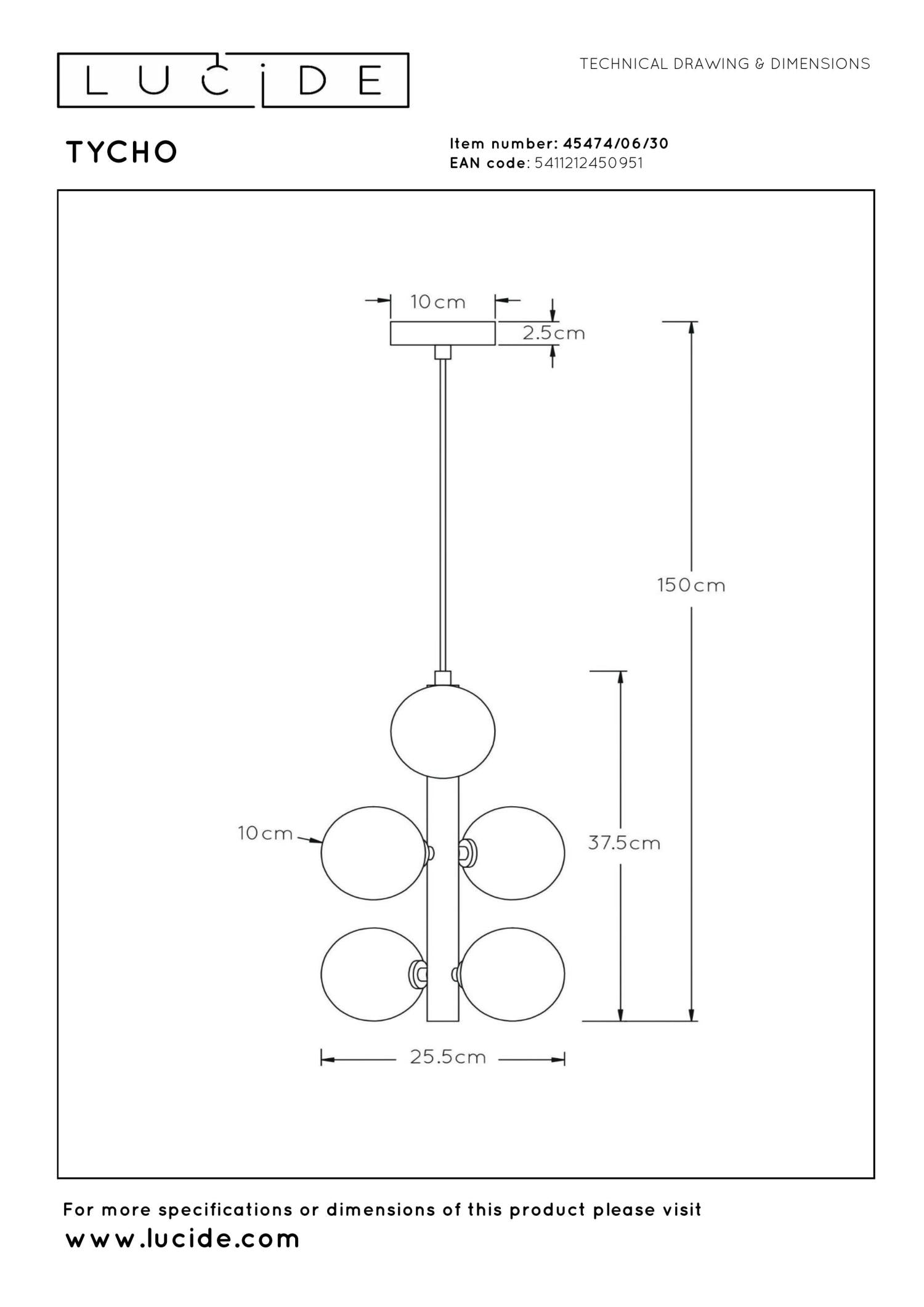 TYCHO - Suspension - Ø 25,5 cm - 6xG9 - Noir